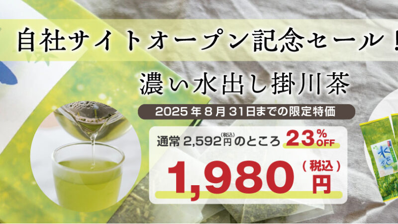 【自社ショップオープン記念特価】水出し煎茶 ティーバッグ 4本セットが23％OFF 税込 1,980円に!!